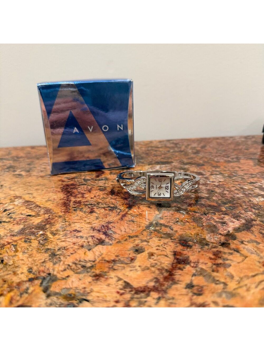 Avon Silver Tone Diamond Cuff Watch